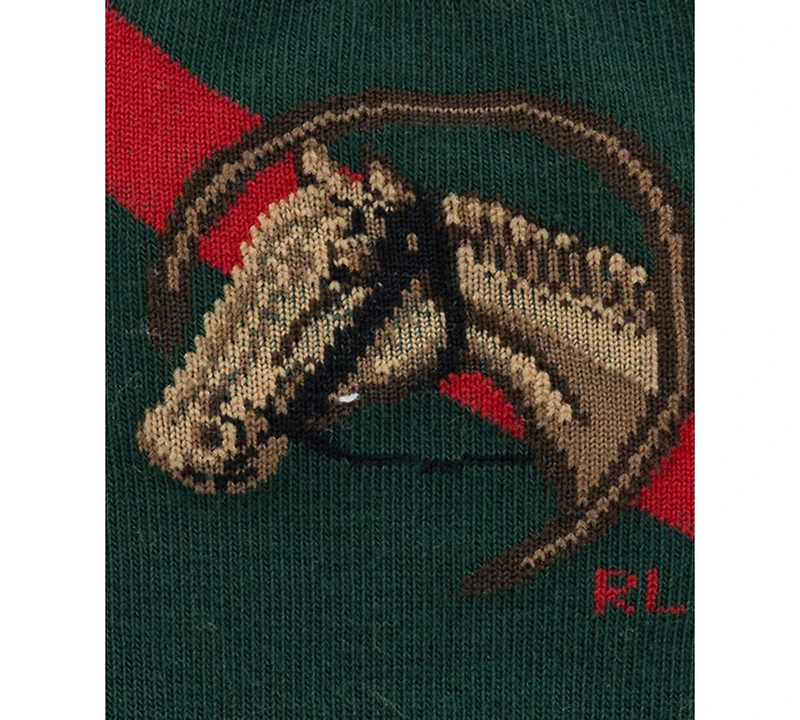 Polo Ralph Lauren Girls' 4-11 Equestrian Bear Socks, 3-Pack