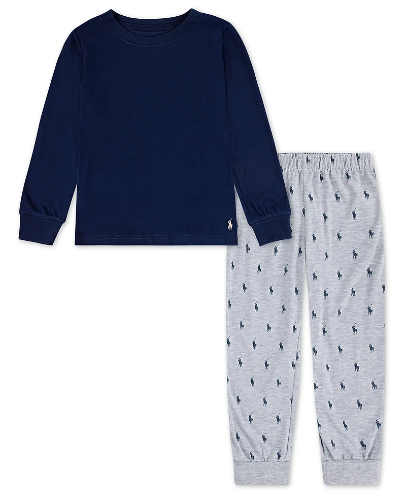 Polo Ralph Lauren Boys' 4-7 Long-Sleeve T-Shirt and Printed Joggers, 2-Piece Pajama Set