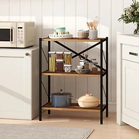 Sugift 3-Tier Open Bookshelf with Heavy-Duty X-Braced Metal Frame