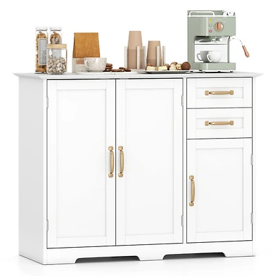 Sugift 40 Inch Modern Kitchen Sideboard Buffet Cabinet with Slim Metal Handles and Adjustable Shelf
