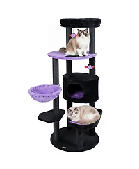 Gymax Gothic Cat Tree for Indoor Cats 60'' Cat Tower with Plush Perch Condo Hammock