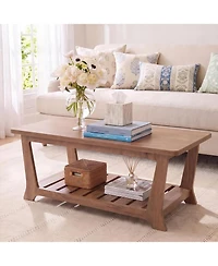 Tribesigns 47.2" Farmhouse Coffee Table with 2-Tier Storage