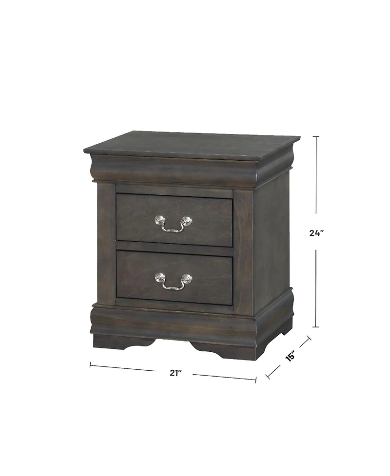 Flynama Solid Pine 2-Drawer Nightstand, Metal Hardware