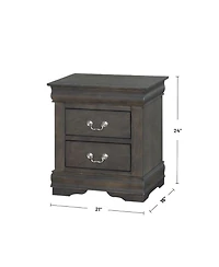 Flynama Solid Pine 2-Drawer Nightstand, Metal Hardware