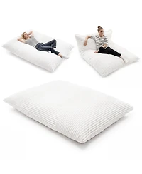 Gymax Convertible Bean Bag Floor Sofa with Machine-washable Corduroy Cover Soft Sponge