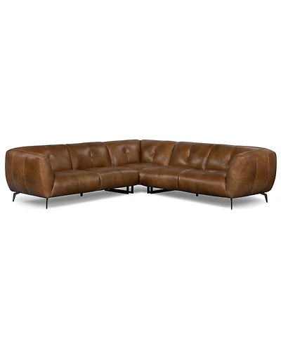 Avori Leather 3-Piece L-Shaped Sofa, Macy's Exclusive