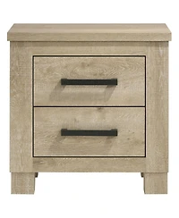 Flynama Weathered 2-Drawer Farmhouse Nightstand, Engineered Wood Bedside Table with Dark Bronze Pulls