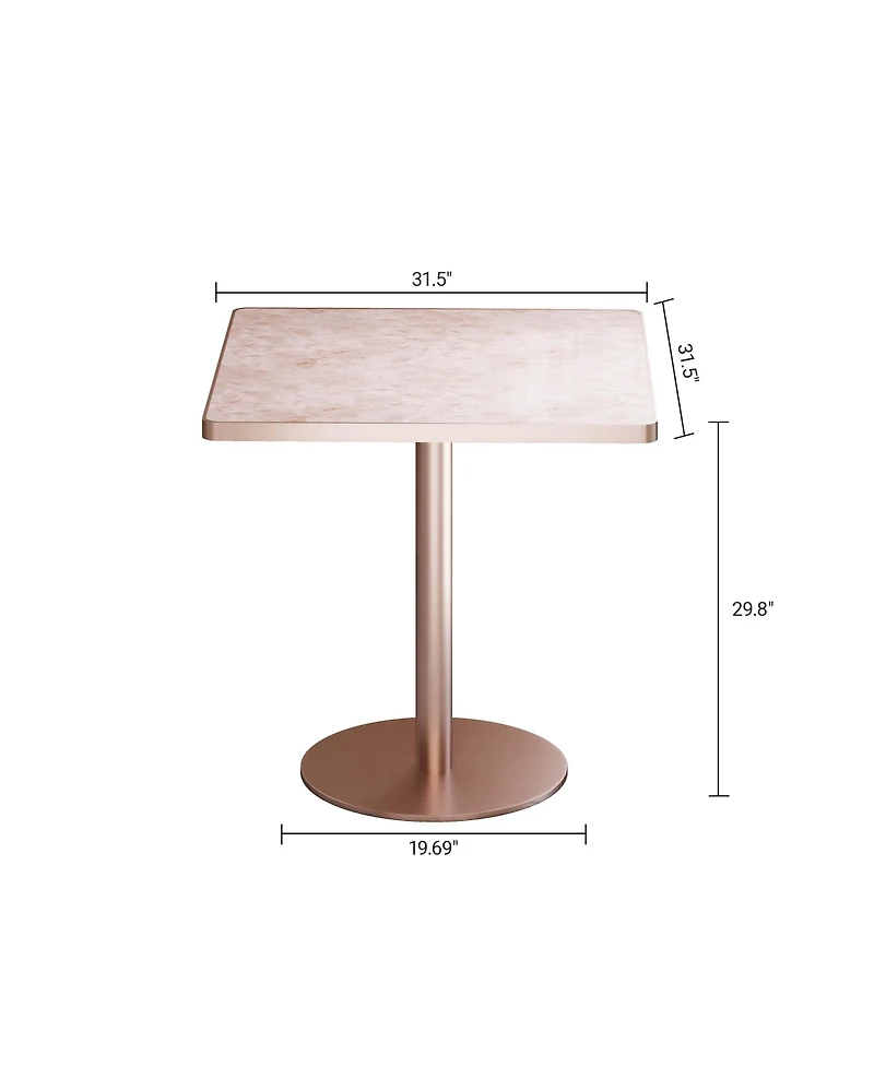 Flynama 31.5" Square Modern Tulip Dining Table with Faux Marble Sintered Stone Top