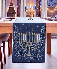 Avanti Menorah Hanukkah Table Runner, 14" x 72"