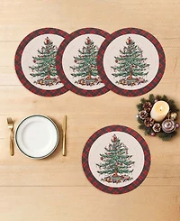 Spode Christmas Tree Tartan Braided Placemats, Set of 4