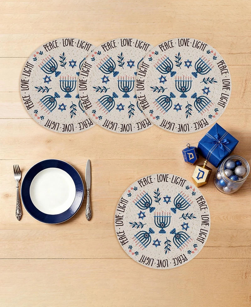 Avanti Peace Love Woven Braided Round Placemats, Set of 4