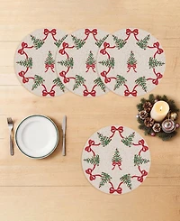 Avanti Bows Trees Woven Braided Round Placemats, Set of 4