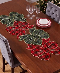 Avanti Plaid Bows Table Centerpiece Runner, 14" x 36"