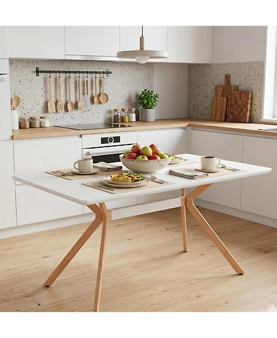 Flynama Modern Minimalist Dining Table with Mdf Top and Metal Legs