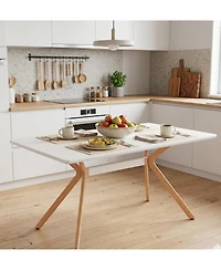 Flynama Modern Minimalist Dining Table with Mdf Top and Metal Legs