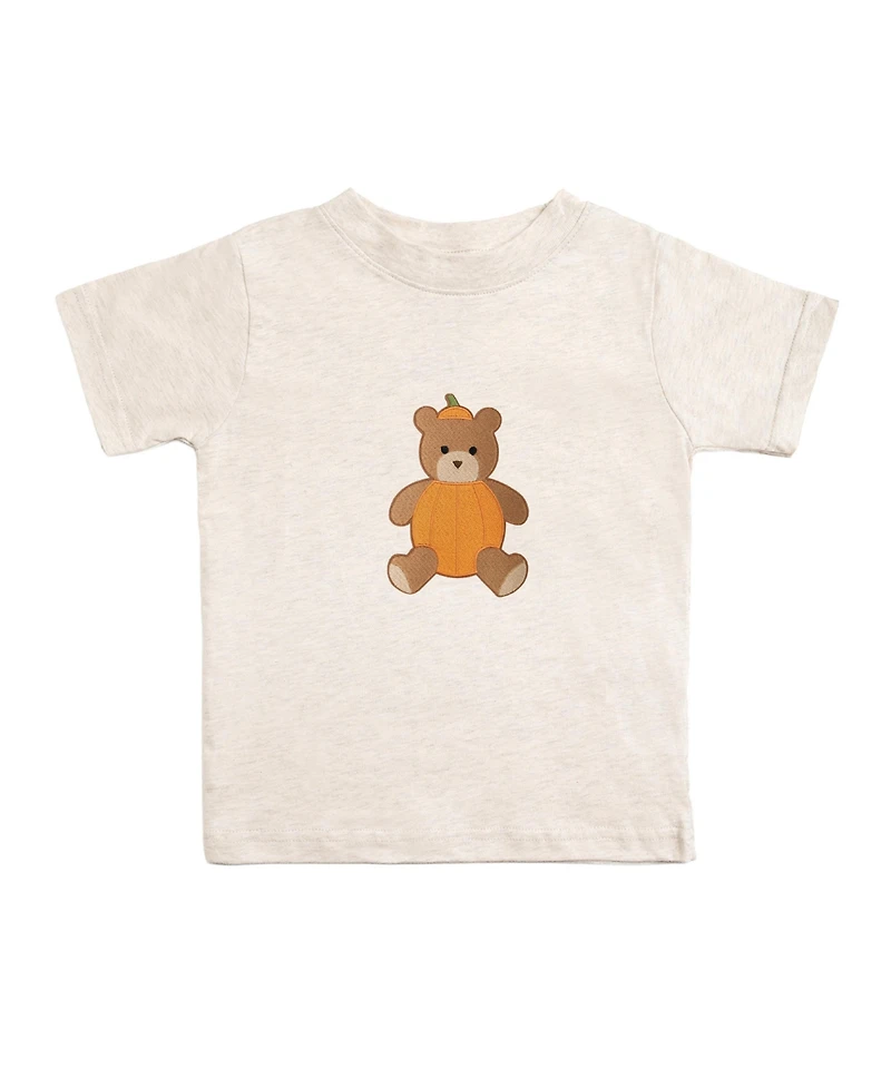 Sweet Wink Little Boys Pumpkin Teddy Bear Patch Short Sleeve T-Shirt
