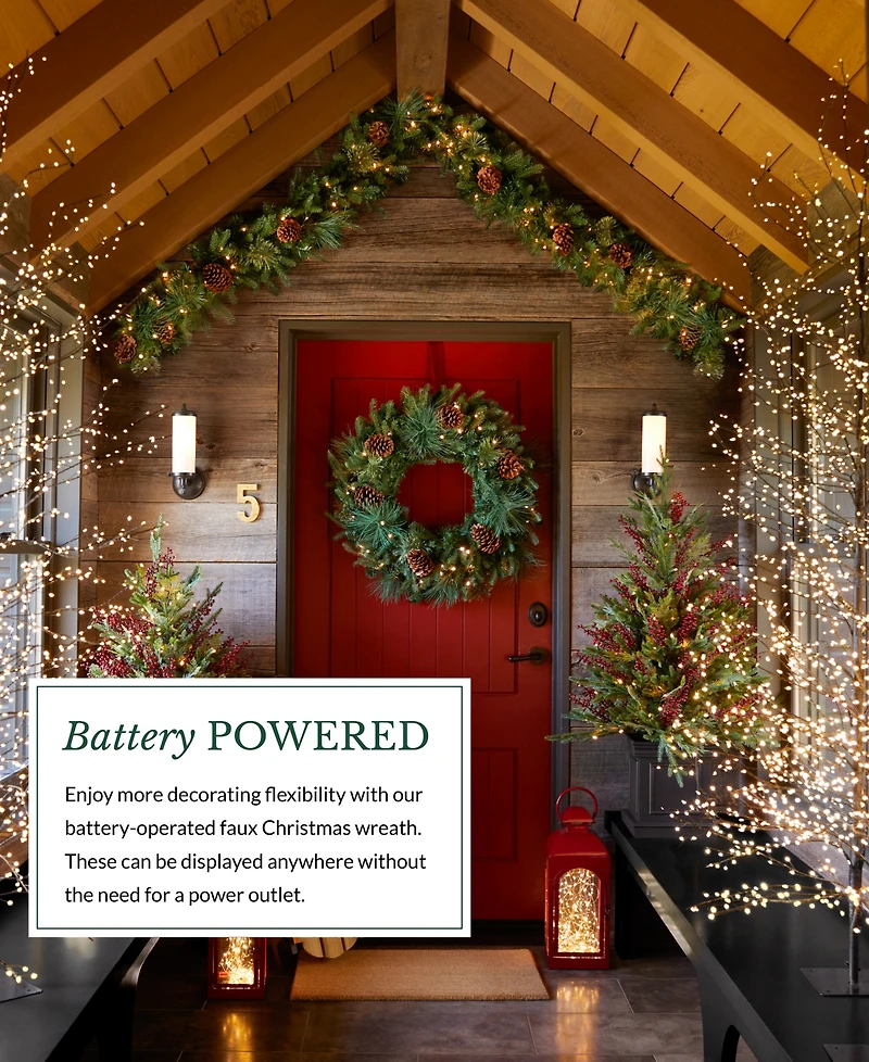 Balsam Hill 30" Mixed Pre-Lit Wreath