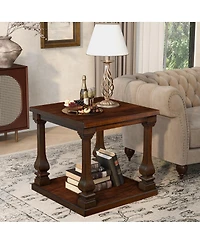 Streamdale Furniture 24.8" Farmhouse Wood End Table with Storage Shelf