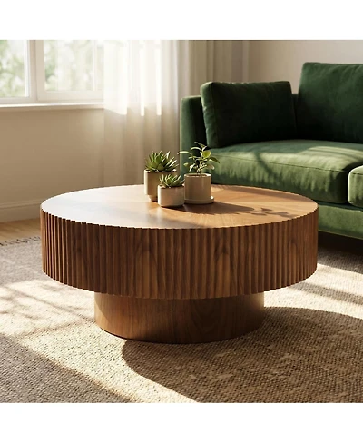Streamdale Furniture 31.49'' Round Pedestal Coffee Table, Walnut