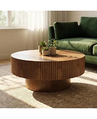 Streamdale Furniture 31.49'' Round Pedestal Coffee Table, Walnut