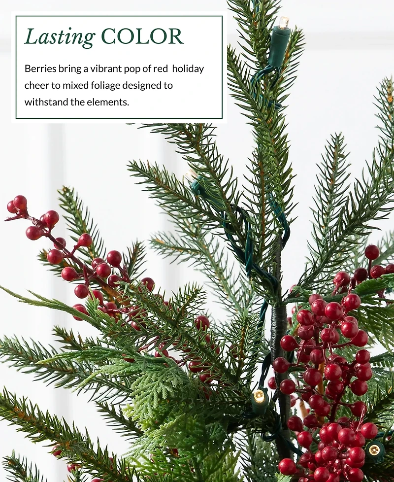 Balsam Hill 4 ft Outdoor Berry Pre-Lit Potted Tree