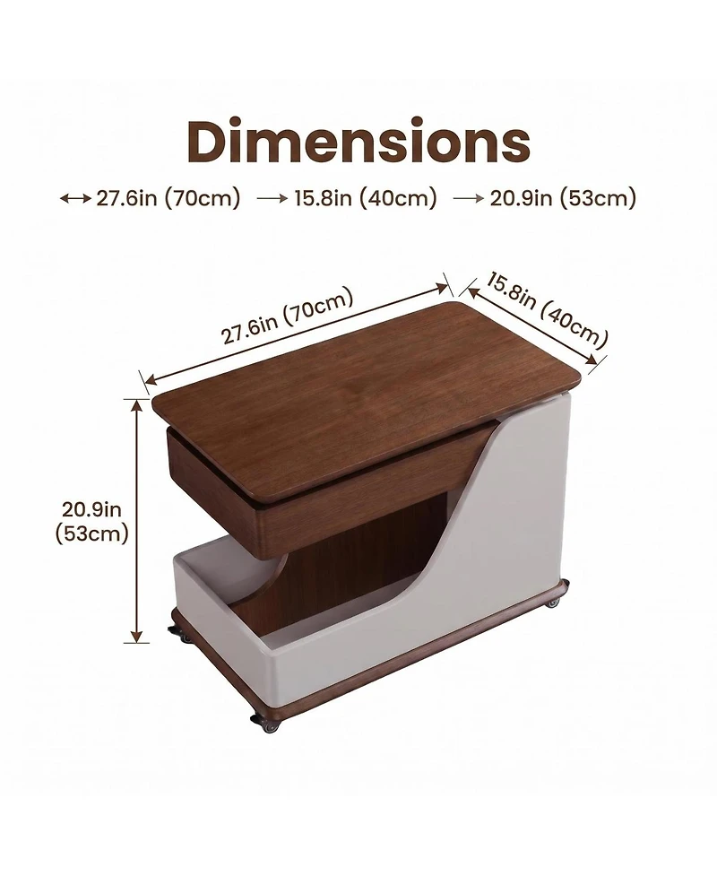 Streamdale Furniture Adjustable Height Portable Side Table with Storage