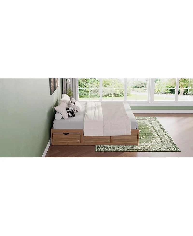 Streamdale Furniture King Size Platform Bed with 6 Storage Drawers,Pine Wood Storage Bed