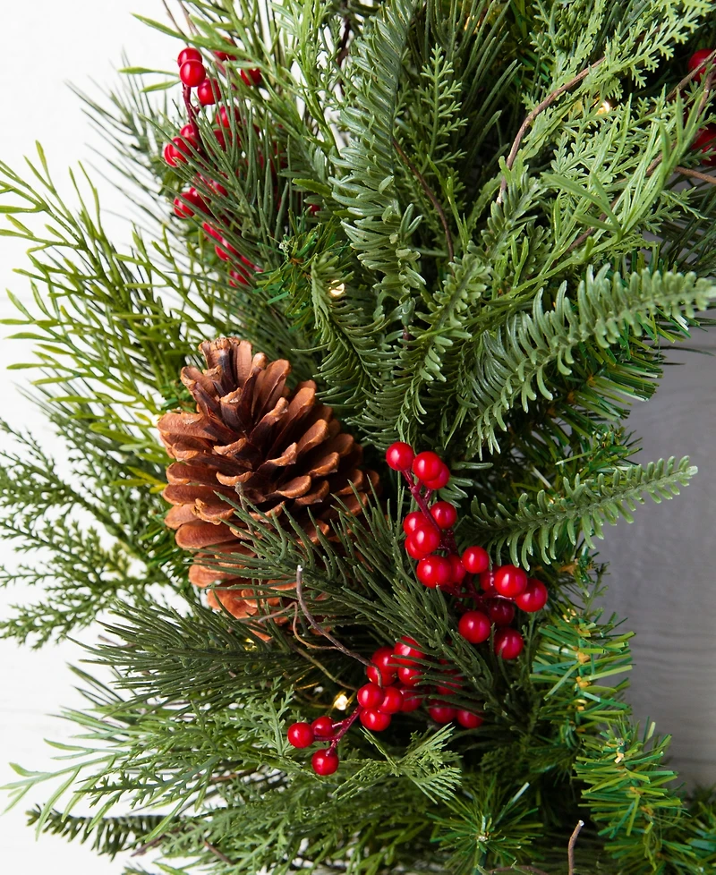 Balsam Hill 34" Outdoor Berry Pine Pre-Lit Wreath