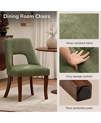 Flynama Set of 2 Tufted Chenille Dining Chairs, Curved Rubberwood Legs 300lbs Capacity Space Saving Design