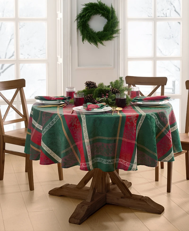 Elrene Merry and Festive Jacquard Tablecloth