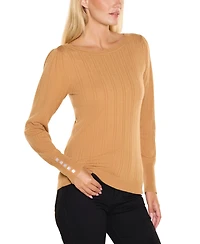 Belldini Women's Scalloped-Trim Boat Neck Sweater