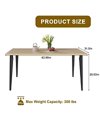 Flynama 63 Inch Rectangular Dining Table with Legs
