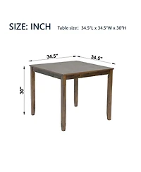 Flynama Modern Square Wood Dining Table with Solid Wood Legs and Walnut Finish