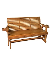 Mega Casa 5 Foot 3-Seater Patio Glider with Cup Holders, High Roll Back and Deep Contoured Seat