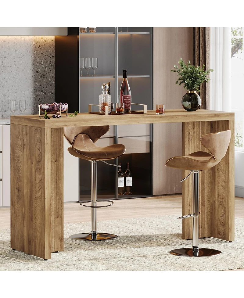 Tribesigns 55.12 Inch Faux Marble Finished Modern Home Bar Table