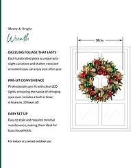 Balsam Hill 30" Merry and Bright Christmas Wreath