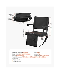 Sugift 18.7 Inch Portable Bleacher Seat with Armrests Back Support and Thick Cushion