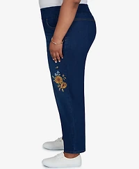Alfred Dunner Plus Pull-On Cropped Denim Pants