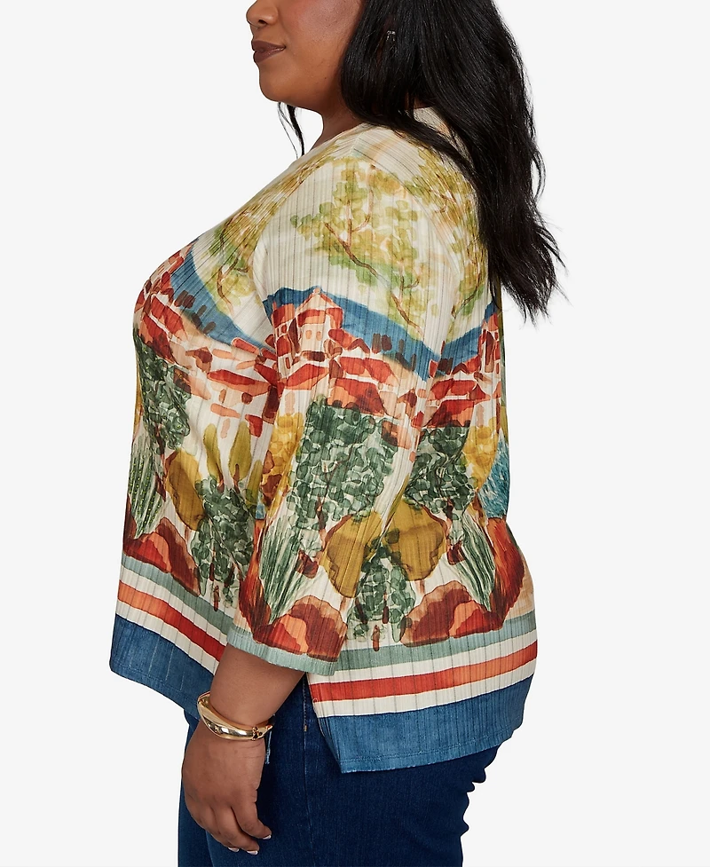 Alfred Dunner Plus 3/4-Sleeve Side-Slit T-Shirt