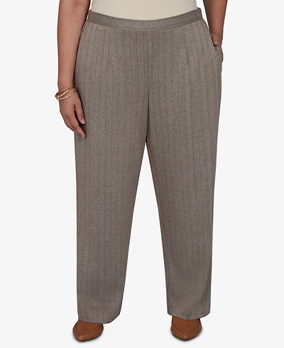 Alfred Dunner Plus Pull-On Pinstripe Mid-Rise Pants