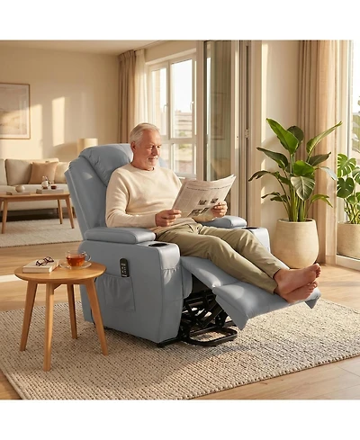 gaomon Electric Power Lift Recliner Chair with Heat and 8-Point Massage, Pu Leather, Storage and Cup Holders