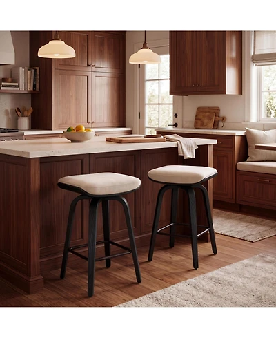 gaomon Set of 2 26" Backless Swivel Counter Stools with Flannel Saddle Seat and Bentwood Legs