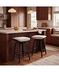 gaomon Set of 2 26" Backless Swivel Counter Stools with Flannel Saddle Seat and Bentwood Legs