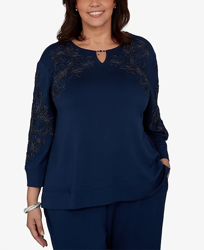 Alfred Dunner Plus Embellished 3/4-Sleeve Knit Top