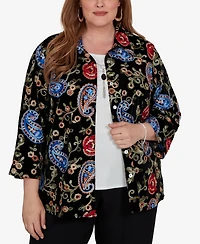 Alfred Dunner Plus Collared 3/4-Sleeve Velvet Top