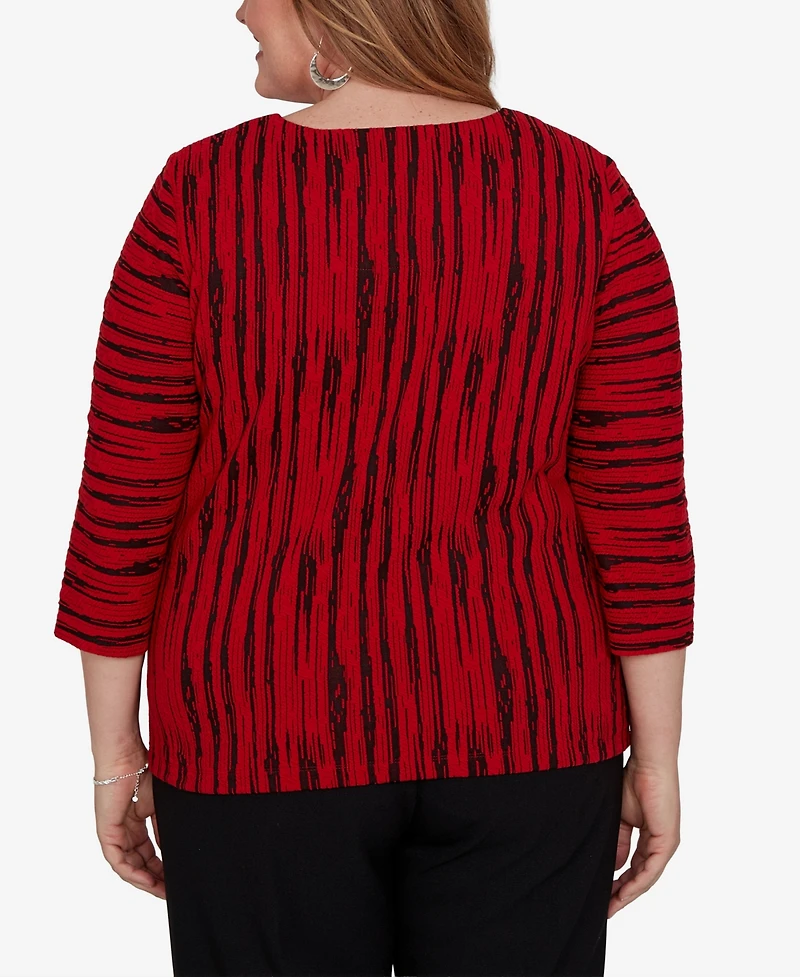 Alfred Dunner Plus Keyhole Neck Print 3/4-Sleeve Blouse