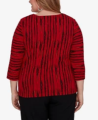 Alfred Dunner Plus Keyhole Neck Print 3/4-Sleeve Blouse