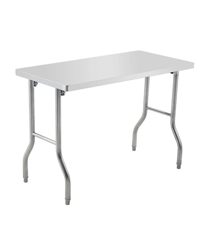 gaomon 48" Foldable Stainless Steel Outdoor Table with Adjustable Feet, Portable Worktable