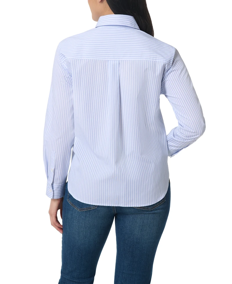 Gloria Vanderbilt Women's Point Collar Long-Sleeve Striped Shirt