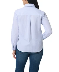 Gloria Vanderbilt Women's Point Collar Long-Sleeve Striped Shirt